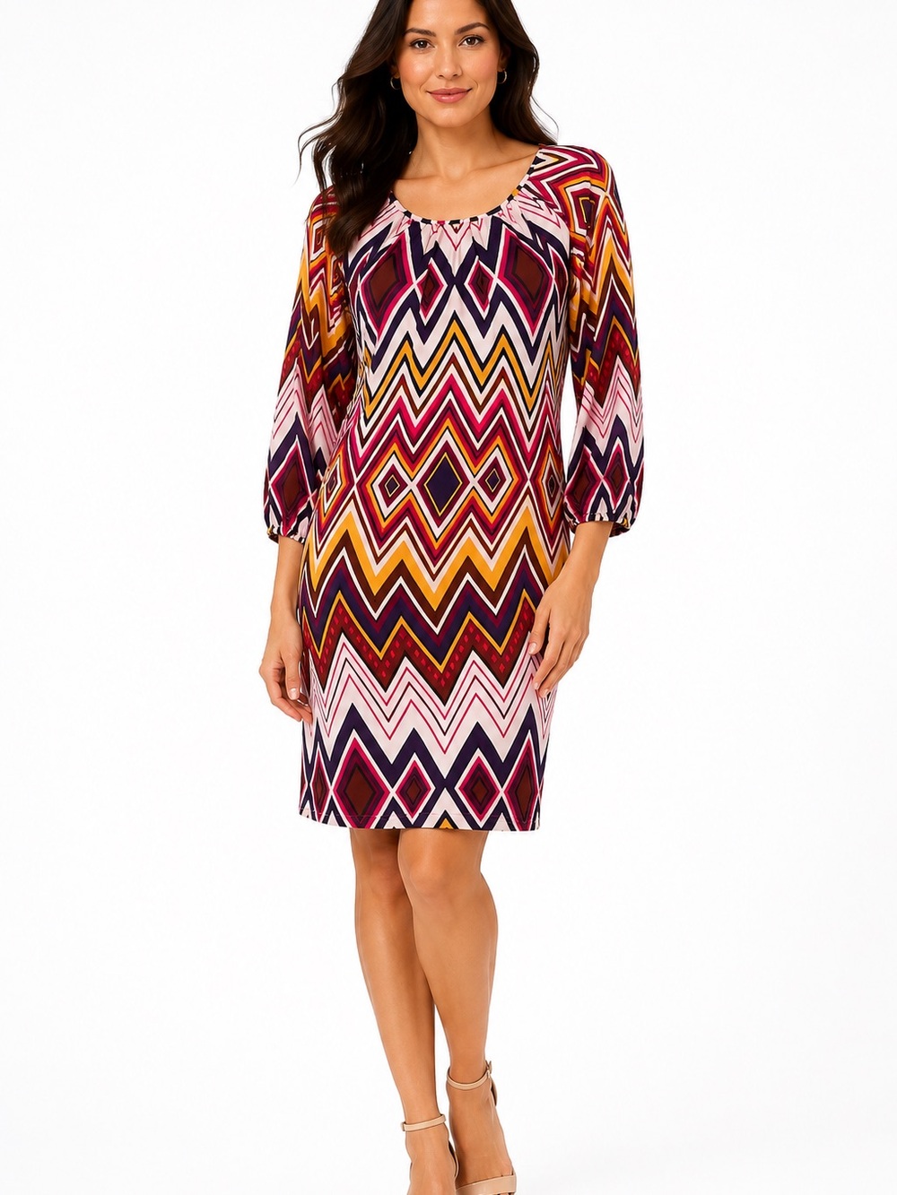 Vior Vior Multi colored‎ zigzag design dress, Sz 10